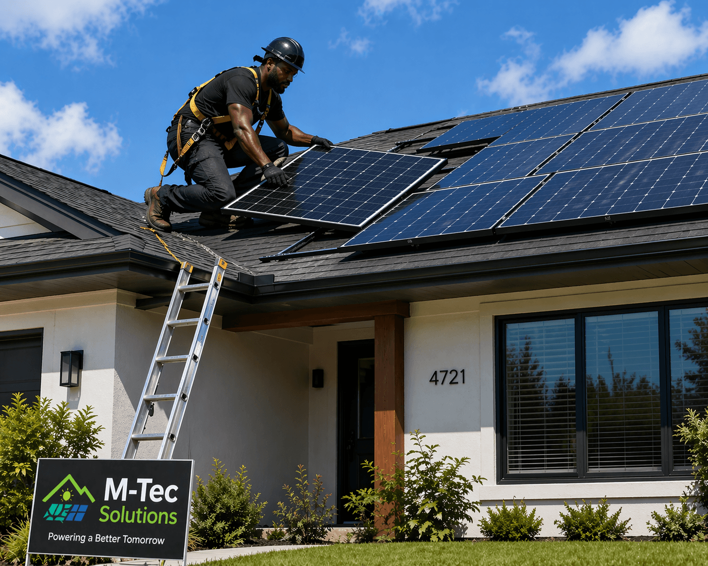 M-TEC solar technician installing a panel on a Maryland home
